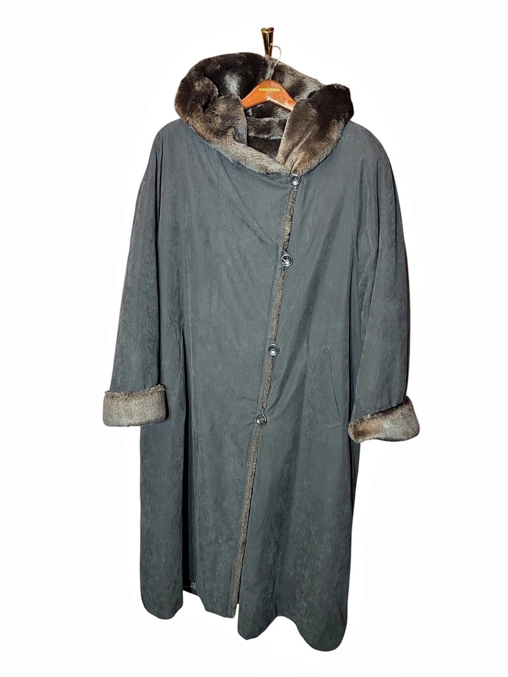 Utex Faux Fur Trim and Lined Coat Large